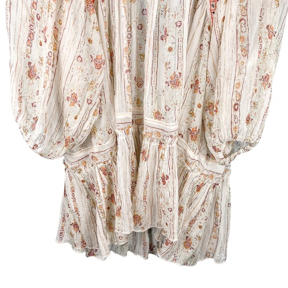 Free People Dance Magic Sheer Tunic Top Size Small Ivory Boho Embroidered Casual - Picture 7 of 13